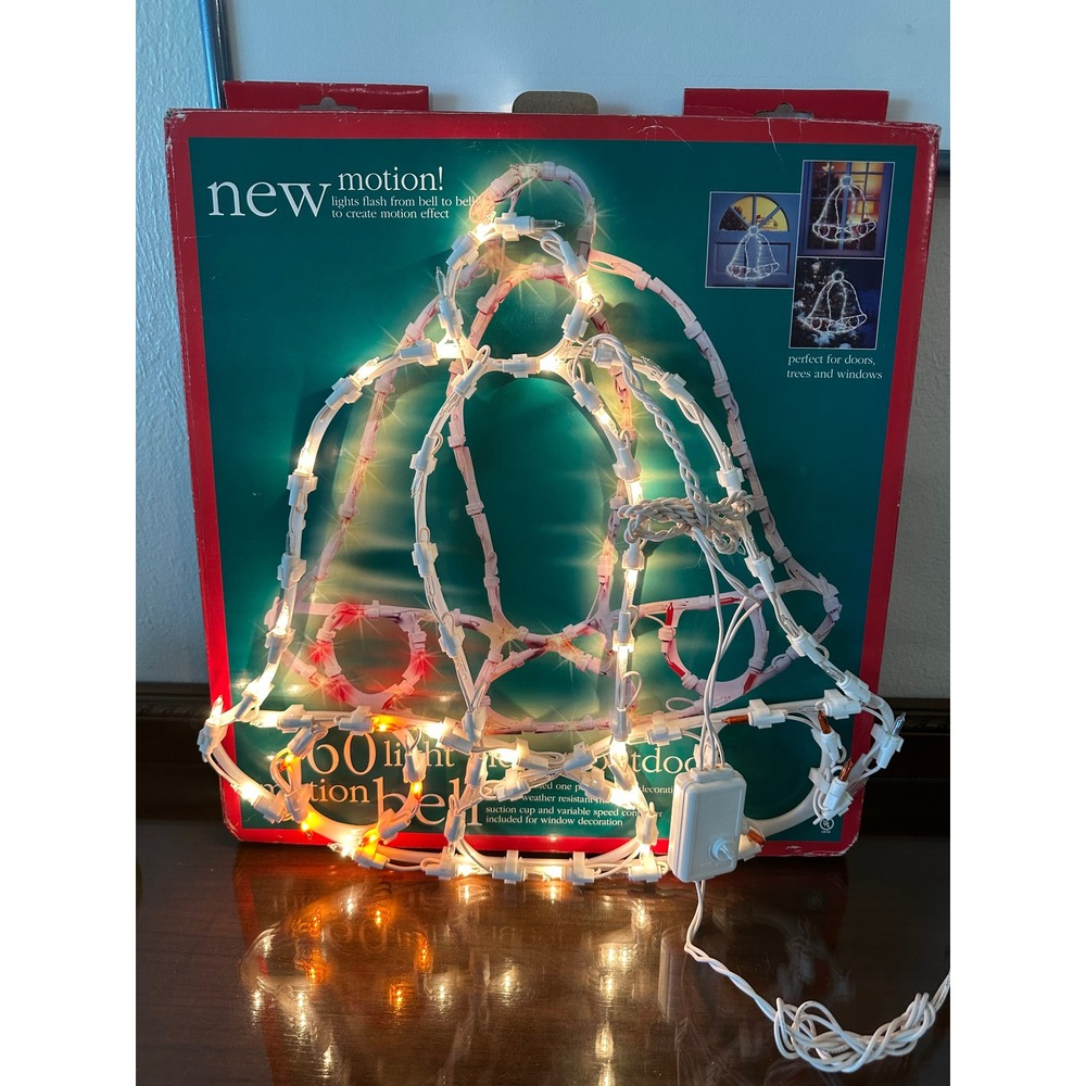 Vintage 60 Light Motion Bell Christmas Indoor Outdoor Window Decoration Lighted